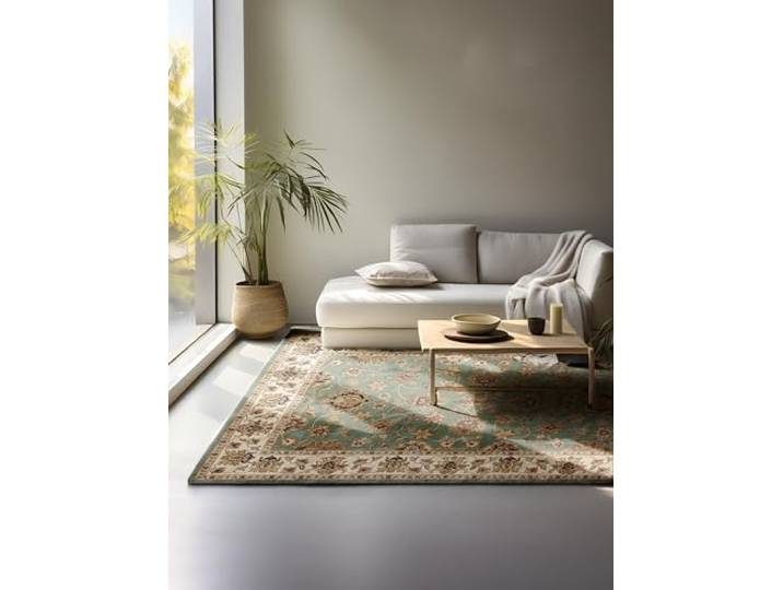 Nouristan Orientalischer Teppich – Läufer Orientalisch Klassisch Orient Wohnzimmerteppich dicht gewebt mit Bordüre Flachgewebe für Wohnzimmer, Schlafzimmer, Esszimmer, Flur – Mint, 80x120cm