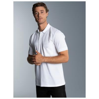 Poloshirt TRIGEMA "TRIGEMA Polohemd mit Brusttasche", Herren, Gr. M, weiß, Piqué, 100% Baumwolle, Basic, normal, ohne Ausschnitt, Shirts