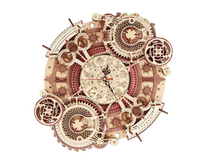 Robotime Horloge murale Puzzle 3D en bois Ensemble en bois Kits de construction mécaniques Jeu de puzzle en bois Cadeau pour enfants Meilleur cadeau de Noël