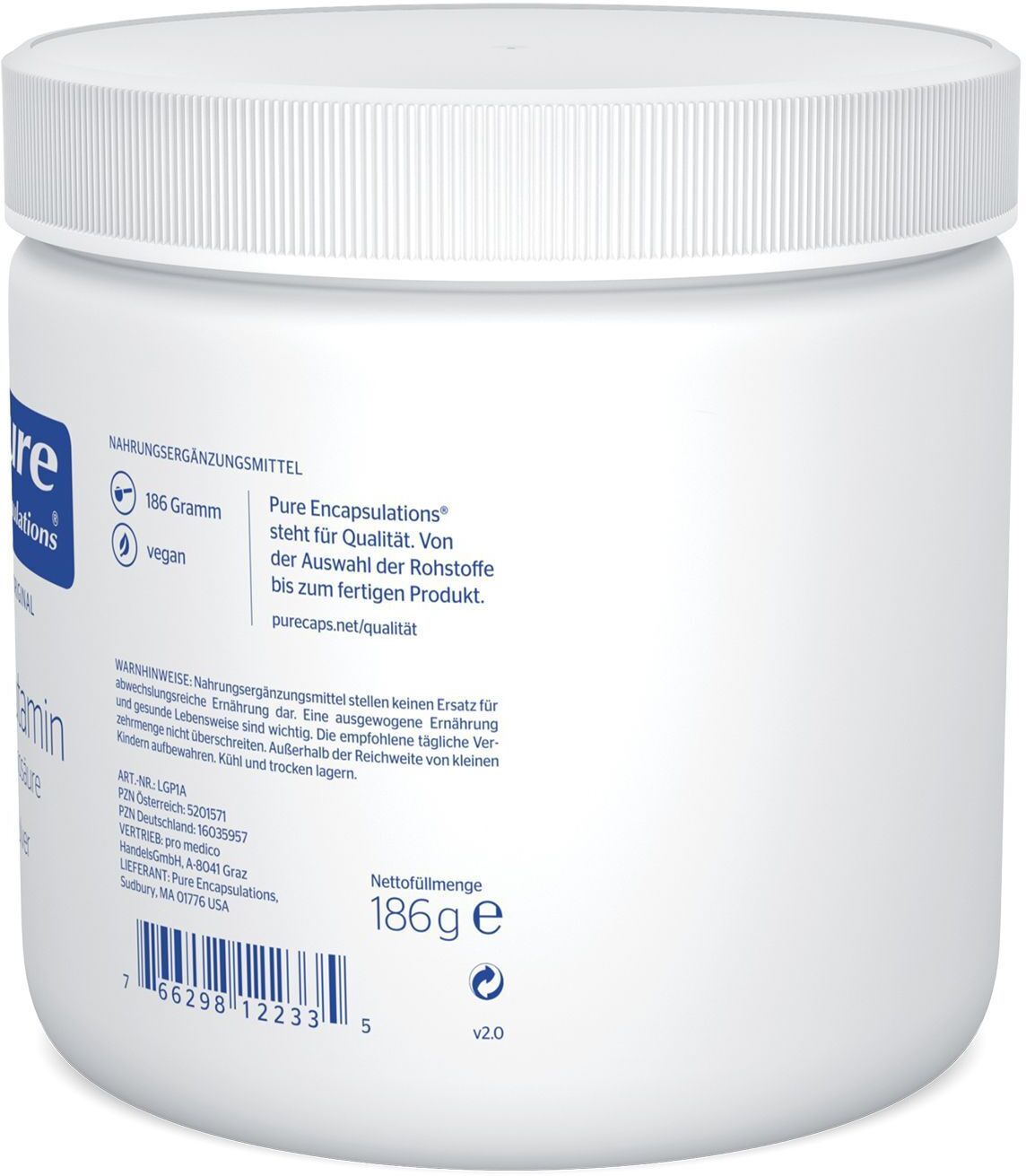 Pure Encapsulations L-Glutamin Pulver 2x 2x186 g