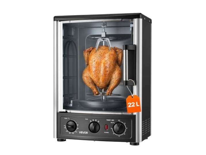 VEVOR Rôtissoire Verticale Électrique 22 L\, Machine à Kebab de Comptoir Pour Shawarma Restaurant\, Minuterie 0-60 min et 0-240 ℃\, Gril à Gyros 1500 W\, Avec Lèchefrite et Accessoires à Brochettes