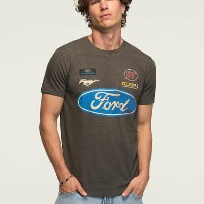 Lucky Brand Ford Racing Tee - Men's Clothing Tops Shirts Tee Graphic T Shirts in Dark Gull Gray, Size S