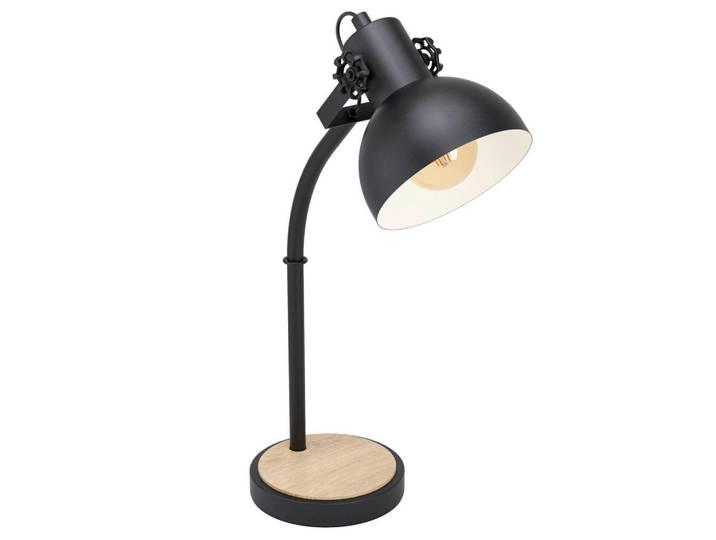 Eglo Tischleuchte, Braun, Schwarz, Holz, Metall, massiv, länglich, 57 cm, Wippschalter, Lampen & Leuchten, Innenbeleuchtung, Tischlampen, Tischlampen