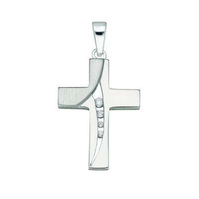 Kettenanhänger ADELIA´S "Damen & Herren 925 Silber Kreuz Anhänger mit Zirkonia", silber, Schmuckanhänger, Damen, mit Zirkonia, Silber 925 (Sterlingsilber), Kettenanhänger, mit Zirkonia Silberschmuck für Damen & Herren