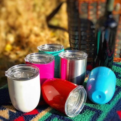 KitchenCuration Portable Insulated Wine Cup Chrome Burgundy