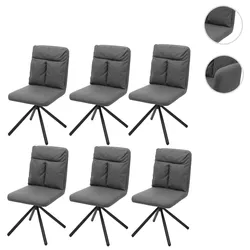 6er-Set Esszimmerstuhl HWC-G58, Küchenstuhl Stuhl, drehbar Auto-Position Textil/Stoff ~ grau