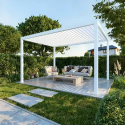agadon Aluminum Lamellen-Pergola Plus elektrisch 297 x 396 cm Weiß - 3x4 m - Weiß - Elektrisch