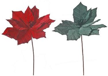 IH Casa Decor Glitter Edged Poinsettia Spray - Set of 6 - Multi