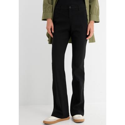 Stretch-Hose BONPRIX, Damen, Gr. 36, N-Gr, schwarz, Web, Obermaterial: 72% Polyester, 24% Viskose, 4% Elasthan, unifarben, regular fit lang, Hosen, aus Viskose, mit Bootcut-Design, Regular Fit, mit Gürtelschlaufen