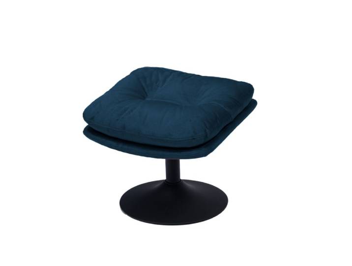 Repose-pied bleuconfortable en tissu avec pied en acier noir