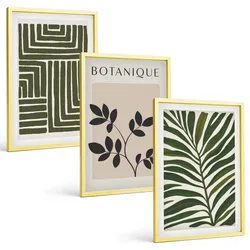 BILDER SET 3er Set - 40x60 cm Goldrahmen - Botanischer Boho-Minimalismus