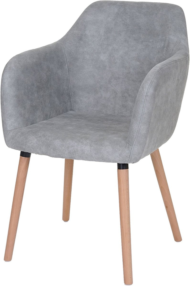 Eetkamerstoel Malmö T381 Retro Jaren 50 Design in Betongrijs Textiel met Lichte Poten