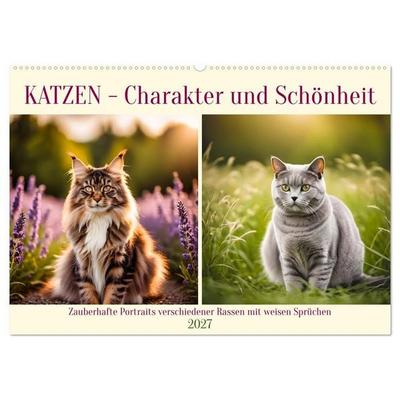Katzen - Charakter und Schönheit (Wandkalender 2027 DIN A2 quer), CALVENDO Monatskalender