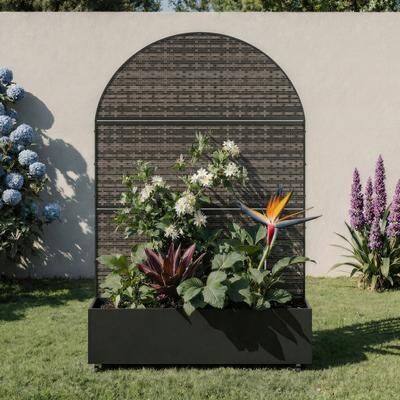Lumibee Outdoor Patio Arch Privacy Fence Screen Planter Box with Metal Frame