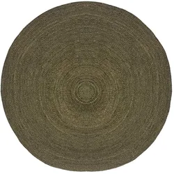 Runder Jute Teppich in Oliv Grün modernem Design