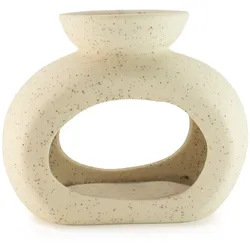 Ceramic Zen Oil Burner - Oval Pebble - Speckled Off-White