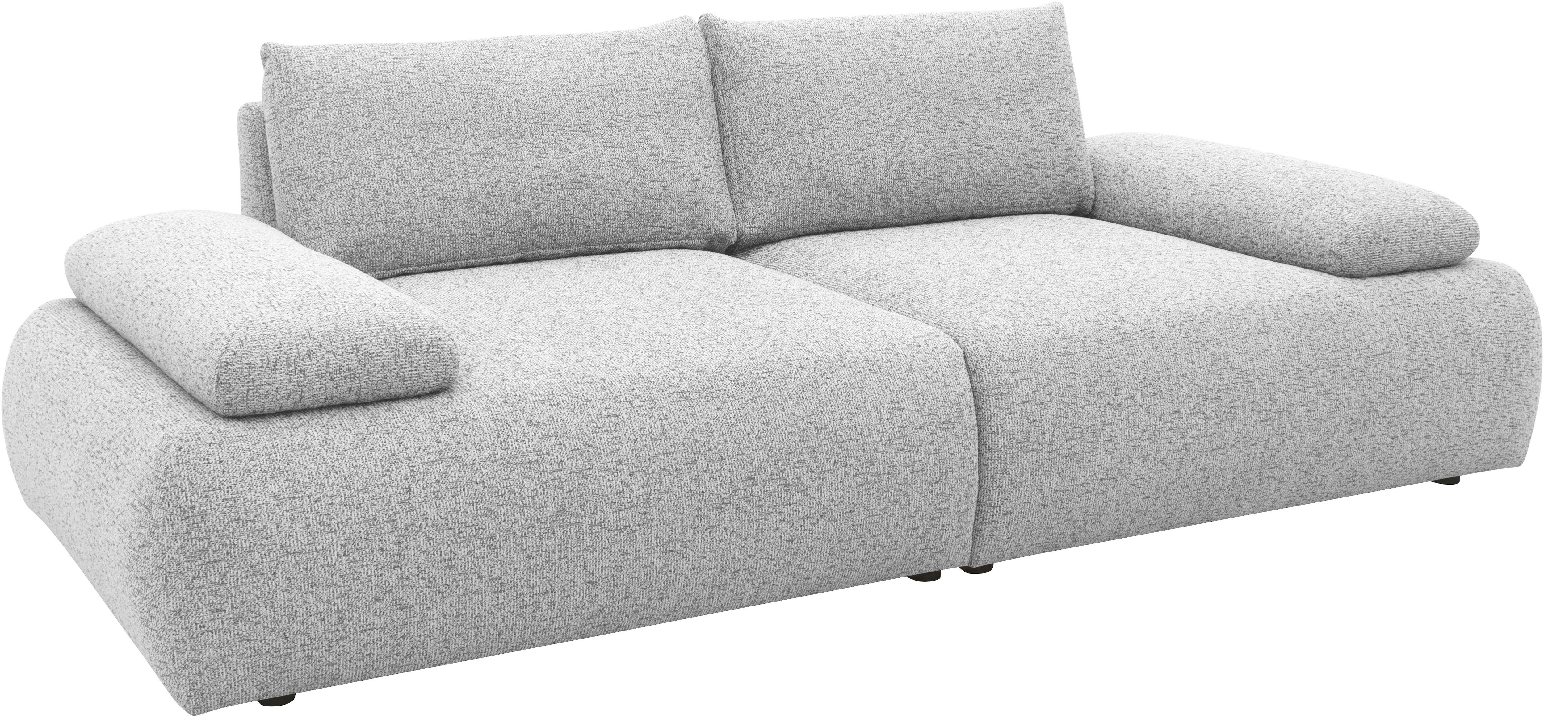 Big-Sofa DOMO COLLECTION "Évora Megasofa Breite 244 cm", silber, B:244cm H:80cm T:113cm, 95% Polyester, 5% Baumwolle, Sofas, Big-Sofa, Federkern, inkl. Armlehnenverstellung, Struktur grob, silber