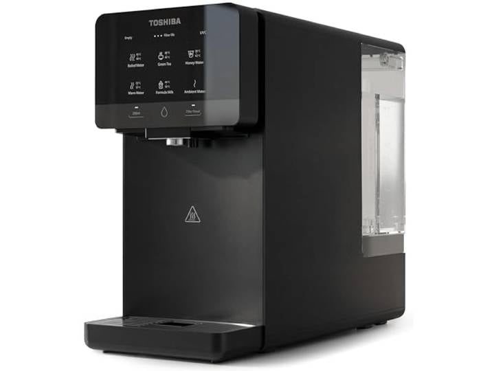 Toshiba Osmoseanlage, Wasserfilter Trinkwasser, Auftisch, Keine Installation, Heißwasserspender, Umkehrosmoseanlage, Mehrfach-Filterung & Mineralisierung, UV Licht, NSF zertifiziert, Anthrazit