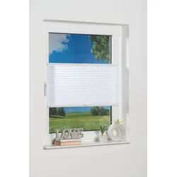 Plissee K-HOME "Klemmfix Pisa" Gr. 35, weiß, B:90cm H:210cm, Obermaterial: 100% Polyester, Plissees, Crushed-Optik