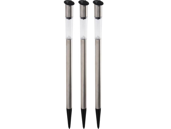 3er-Set Elegante Solar Gartenlampe aus Edelstahl, mit Erdspiess, 70 x 3 cm