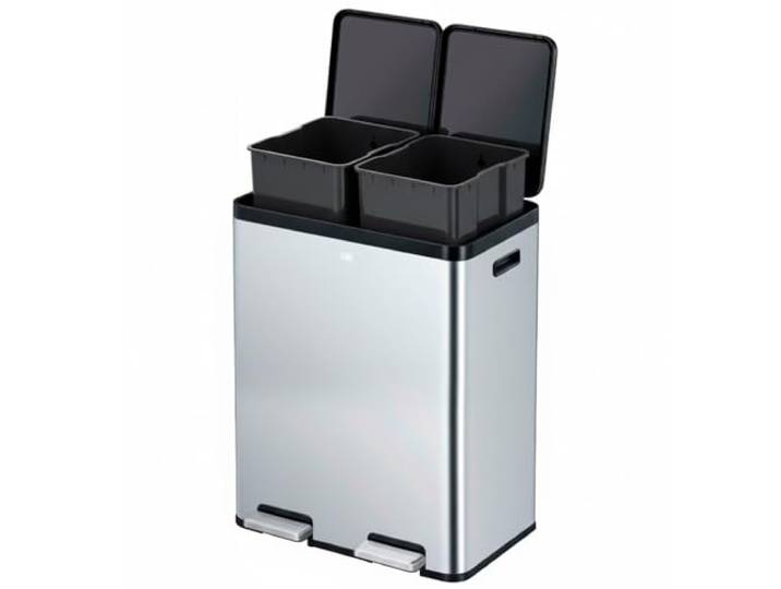 EKO Mülleimer für die Küche, 30 l + 30 l, mit doppeltem Pedal, Anti-Fingerabdruck-Edelstahl-Mülleimer mit elegantem Harzdeckel, separater Recycling- und Mülleimer, kompaktes Design
