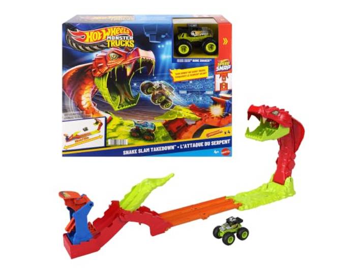 Hot Wheels Monster Trucks Snake Slam Takedown met Bone Shaker