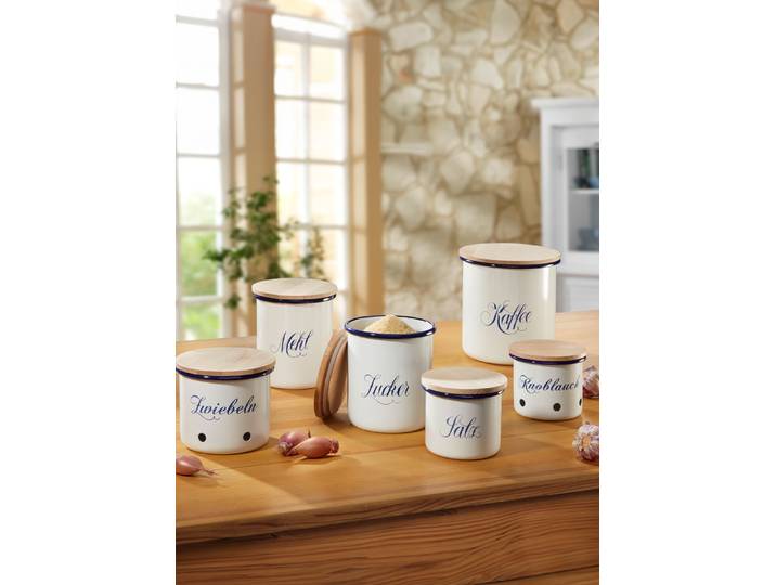 Aufbewahrungsdosen aus widerstandsfähiger Stahl-Emaille, Weiss, Aufbewahrungsdose Kaffee