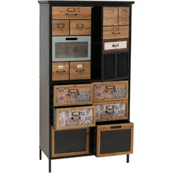 Apothekerkommode HWC-O80, Schrank Highboard Schubladen, Vintage Shabby-Look 136x73x35cm, natur/blau/weiß