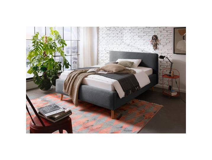 P & B Polsterbett Mattis, Anthrazit, Holz, Esche, 140x200 cm, Reach, individuelle Liegehärteeinstellung, Schlafzimmer, Betten, Polsterbetten