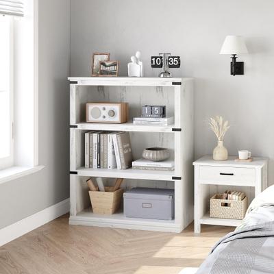 Garvee Bookcase 3 Tier Rustic Style with Display Shelves Tall Bookcase for Office