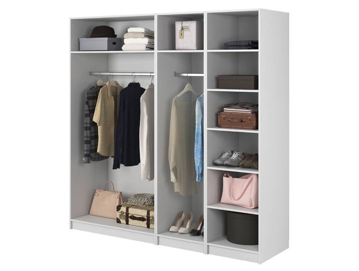 Kaspe Garderobe mit zwei Kleiderstangen und Regalen, 200 cm, Weiß
