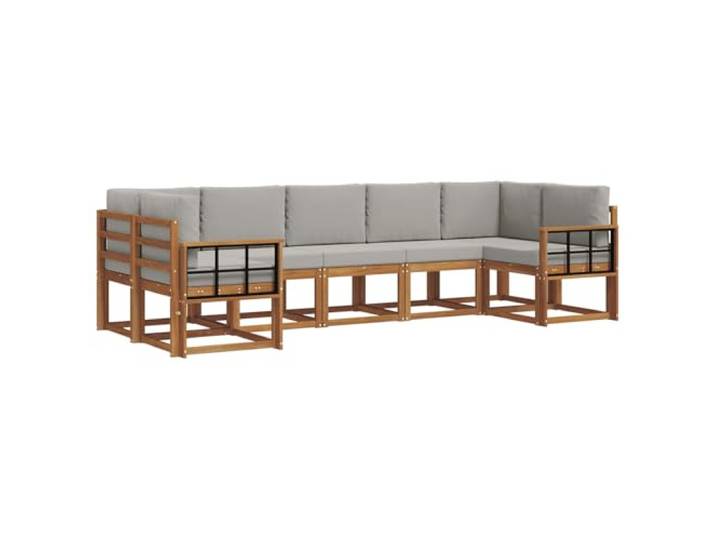 PUGYNBK Modulares Sofa für den Außenbereich, 7-teilig, Akazienholz Konfigurierbar, gepolsterte Kissen, ideal für Garten, Terrasse, Pool, wetterfest