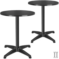 TecTake GmbH tectake 2 Bistrotische, Aluminium-Bistrotisch, VIKTOR, klappbar, höhenverstellbar, 67x67x75/115 cm, schwarz