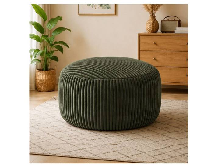 Fauteuil poire rond 4FT vert en velours côtelé rembourrage mousse à mémoire de forme intérieur