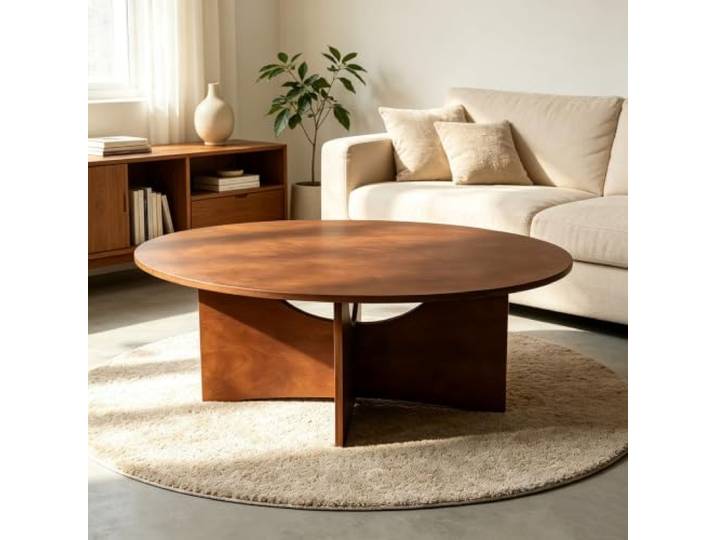 Couchtisch mit hochwertigen Zapfenverbindungen gefertigt, extrem langlebig Couchtisch mit sicheren abgerundeten Kanten, platzsparend für kleine nordische Wohnräume(Walnut)