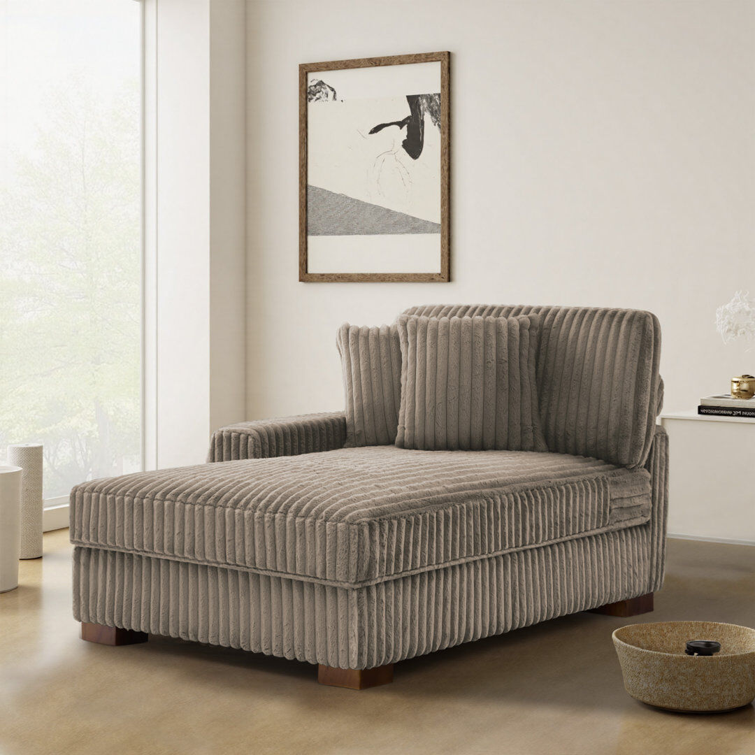 Blue Elephant Upholstered Chaise Lounge Light Brown 85.85cm H X 105cm W X 158.5cm L