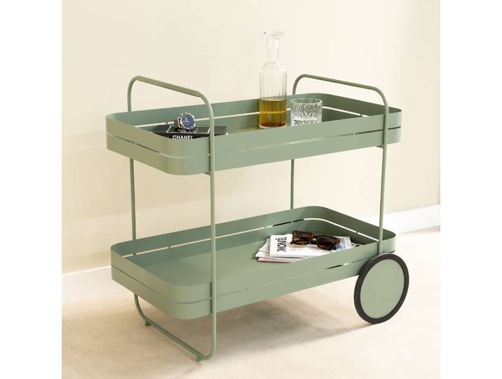 Servierwagen SPINDER DESIGN GIN & TROLLY , grün (dusty grün, dusty grün), B:42cm H:69,3cm T:74cm, Stahl, Rollwagen, Servierwagen, Servierwagen aus Stahl mit Gummirädern