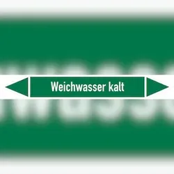 Rohrleitungskennzeichen Weichwasser kalt - 100x15 mm Folie selbstklebend
