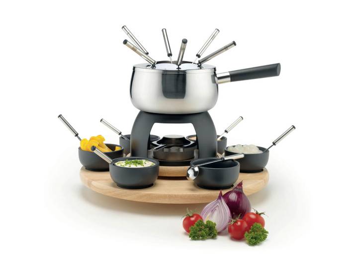 Mäser Fondueset 931229, Braun, Schwarz, Metall, 45x45x21 cm, Spritzschutz, leichte Reinigung, Tischgrills & Fondues, Fondue-Sets