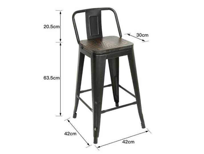Tabourets De Bar En Fer - Noir - Lot de 4 - Haute Qualité
