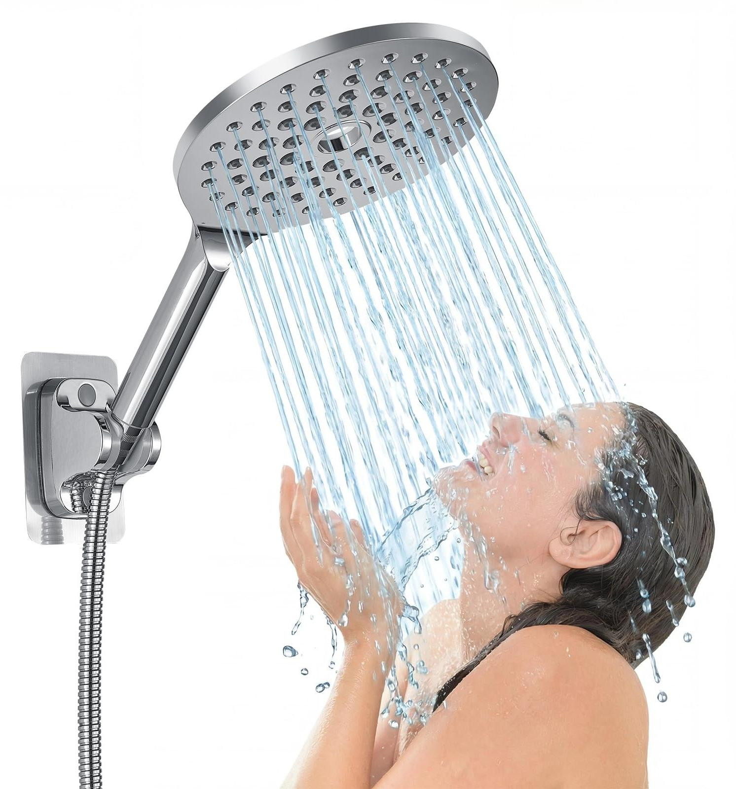 Verchroomde ronde hogedruk handdouche met een diameter van 19 cm voor de badkamer