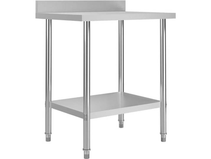 Magnifique Table de travail de cuisine - Plan De Travail avec dosseret 80x60x93 cm Inox @11268