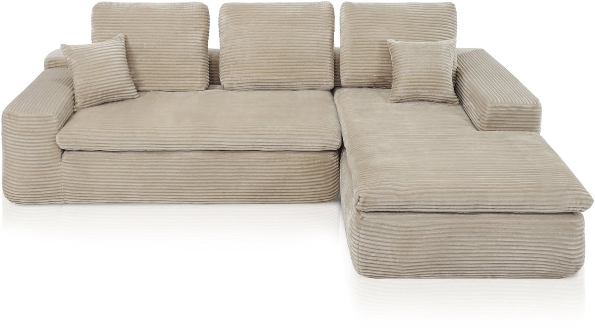 Lazy Hoekbank Velvet Ribstof Beige rechts
