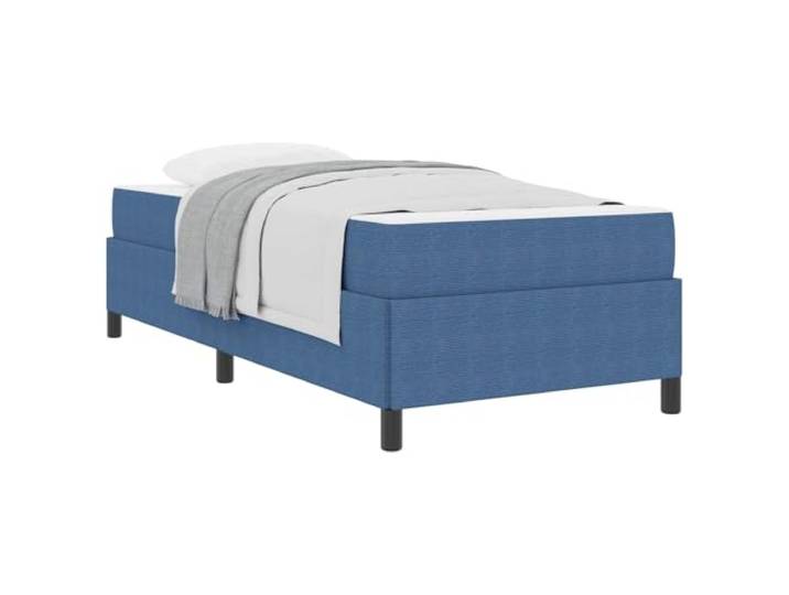 KKgypkn Bettgestell mit Matratze 90x200 Blau Stoff – Modernes Bett mit Taschenfederkernmatratze und Holzrahmen