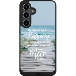 Nivocase Handyhülle für Samsung Galaxy S24+ Hülle NIVOpure Case Schwarz Statement Strand Spruch (Samsung Galaxy S24+), Smartphone Hülle, Schwarz