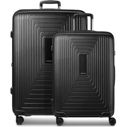 Redolz Essentials 14 4 Rollen Kofferset 2-teilig mit Dehnfalte, Koffer, Schwarz