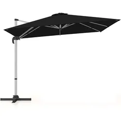 COSTWAY Rechteckiger Sonnenschirm, großer Ampelschirm mit Kurbel, neigbarer Gartenschirm, um 360° drehbar