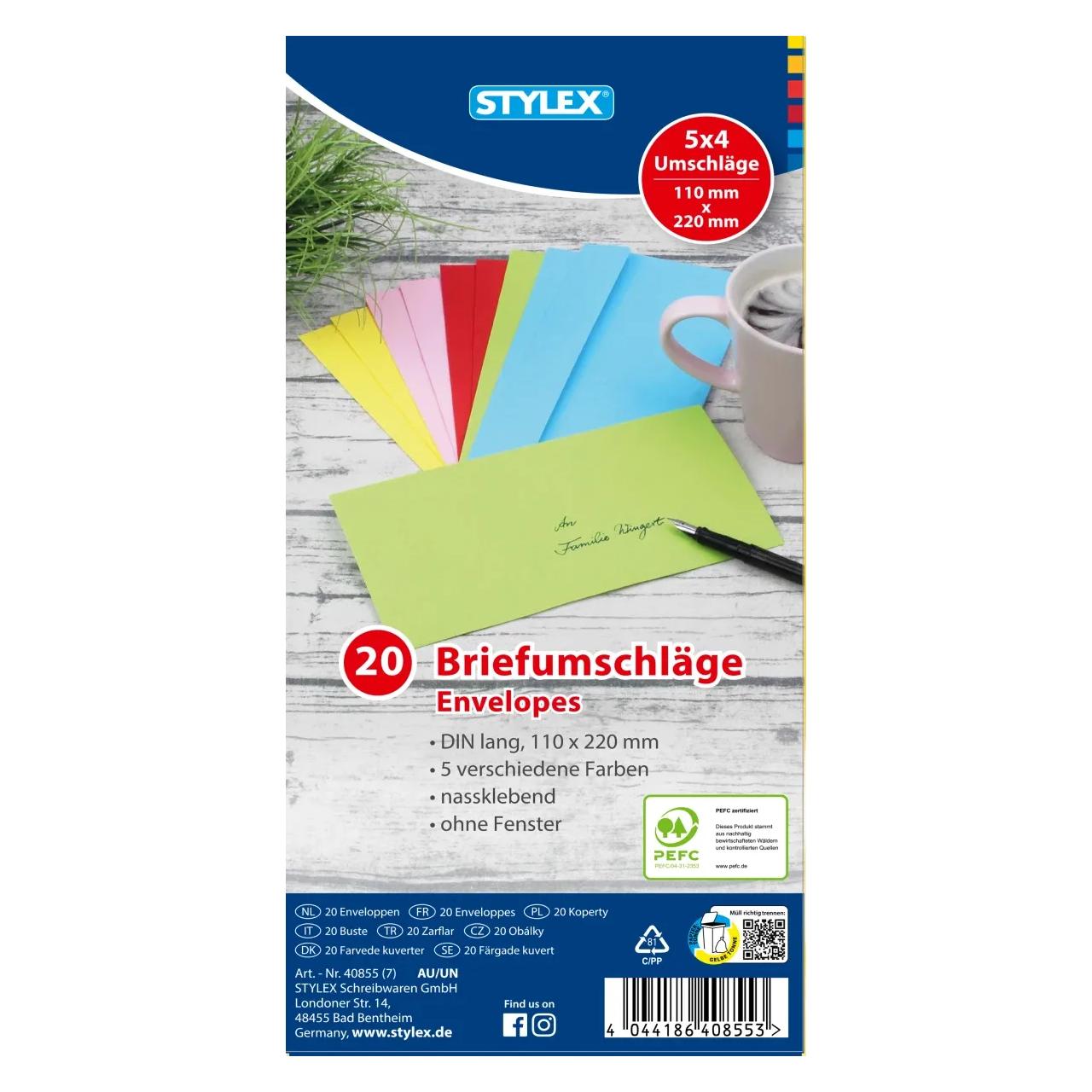 Toppoint Briefhülle DL gum. 5Farb.sort. (DL, 20x) (40855)