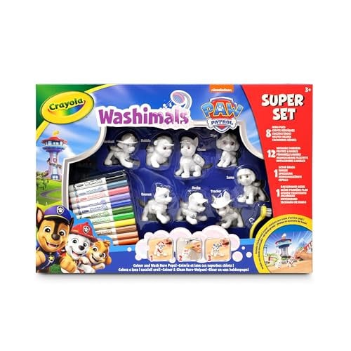 Crayola Washimals Paw Patrol Knutselset met 8 Puppy's en 12 Uitwasbare Stiften, 74-0251