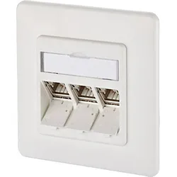 Metz Connect 1309131002-E Netzwerkdose Unterputz Einsatz mit Zentralplatte und Rahmen CAT 6a 3 Port
